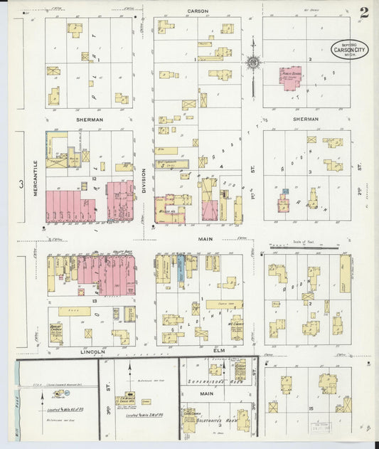 Sanborn Fire Insurance Map from Carson City, Montcalm County, Michigan (1910), Sheet #0002 - Historic Sanborn Fire Insurance Map Print, vintage old map wall art, antique decor, genealogy gift, Michigan Michigan map