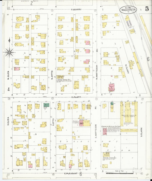 Sanborn Fire Insurance Map from Maquoketa, Jackson County, Iowa (1906), Sheet #0005 - Historic Sanborn Fire Insurance Map Print, vintage old map wall art