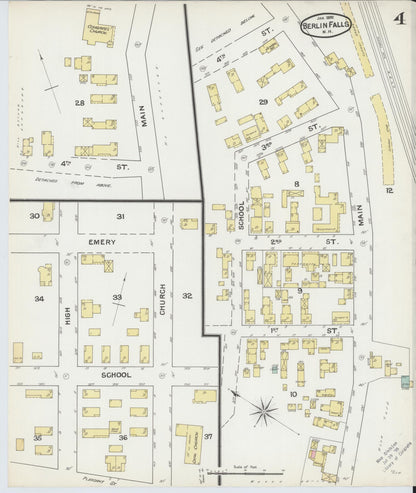 Sanborn Fire Insurance Map from Berlin, Coos County, New Hampshire (1892), Sheet #0004 - Complete Map Set gallery image, historic Sanborn map, vintage wall art, New Hampshire New Hampshire
