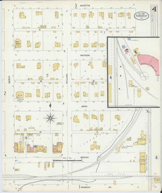 Sanborn Fire Insurance Map from Forrest, Livingston County, Illinois (1906), Sheet #0004 - Historic Sanborn Fire Insurance Map Print, vintage old map wall art, antique decor, genealogy gift, Illinois Illinois map