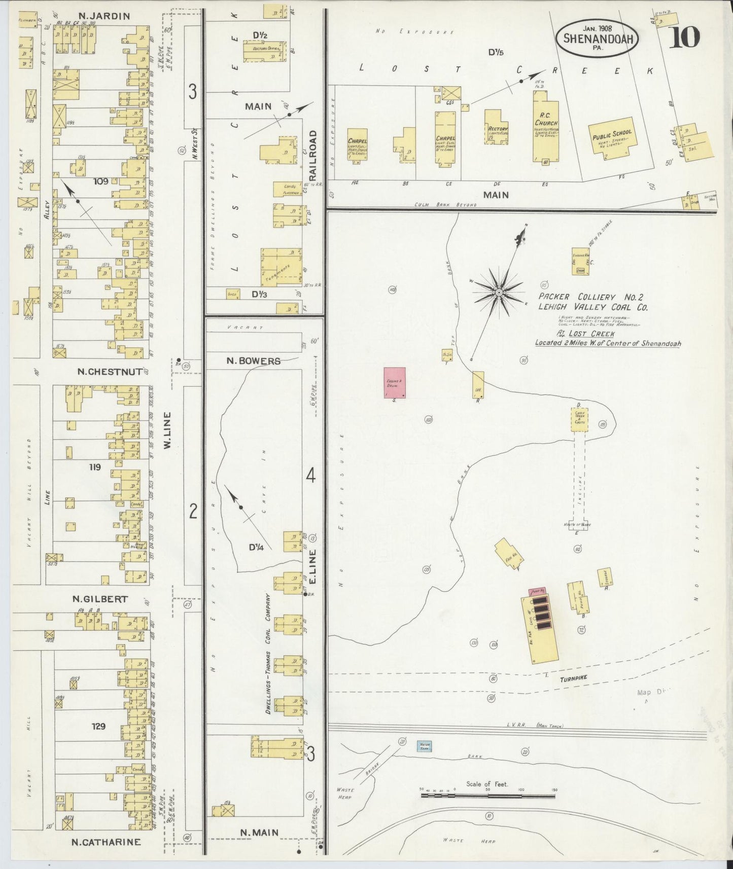 Sanborn Fire Insurance Map from Shenandoah, Schuylkill County, Pennsylvania (1908), Sheet #0010 - Complete Map Set gallery image, historic Sanborn map, vintage wall art, Pennsylvania Pennsylvania