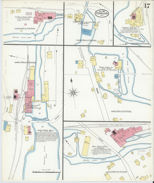 Sanborn Fire Insurance Map from Penn Yan, Yates County, New York (1909), Sheet #0017 - Historic Sanborn Fire Insurance Map Print, vintage old map wall art, antique decor, genealogy gift, New York New York map