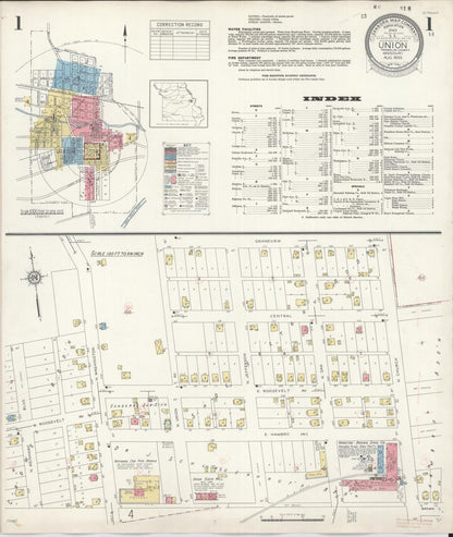 Sanborn Fire Insurance Map from Union, Franklin County, Missouri (1935), Sheet #0001 - Complete Map Set gallery image, historic Sanborn map, vintage wall art, Missouri Missouri