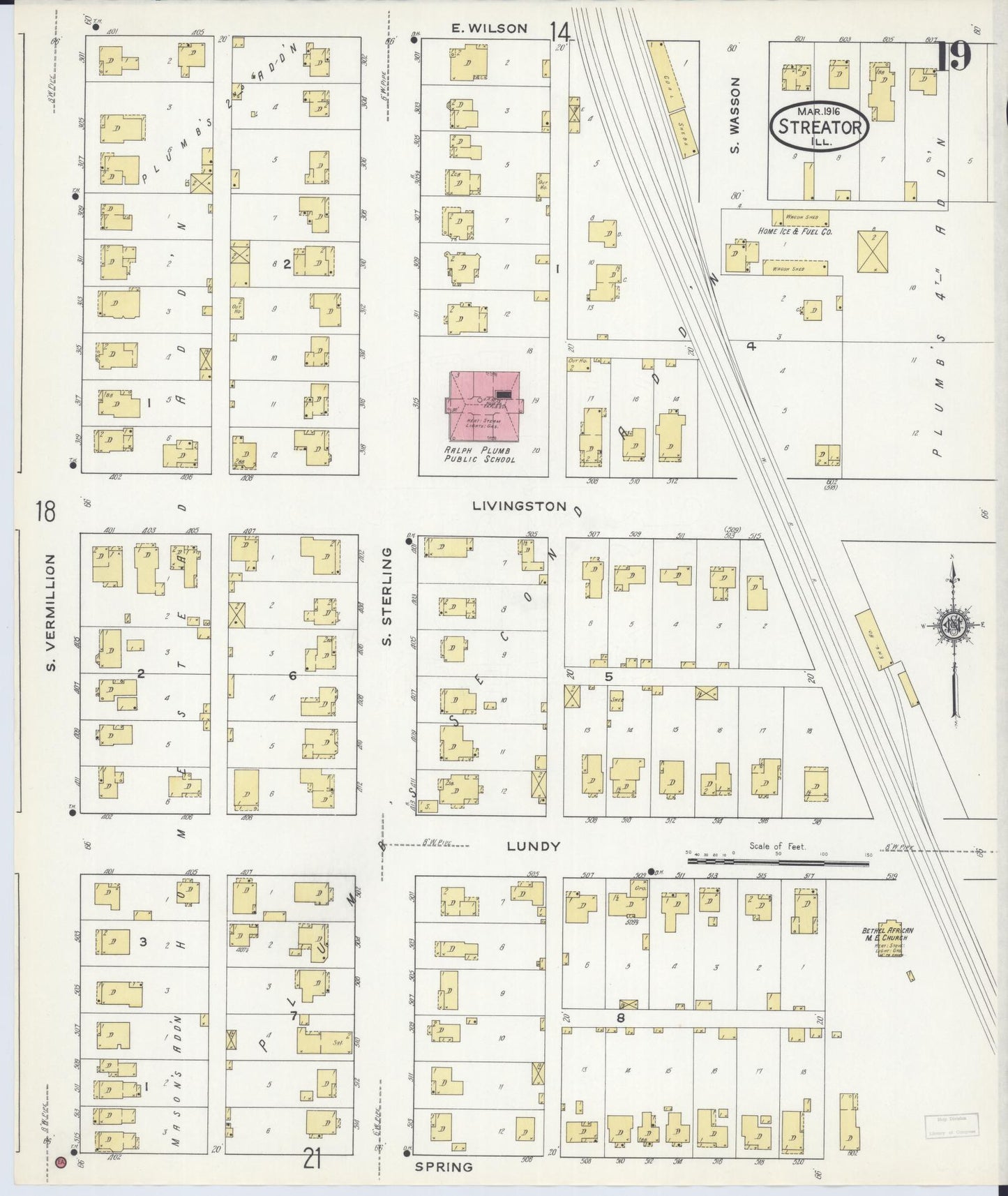 Sanborn Fire Insurance Map from Streator, La Salle County, Illinois (1916), Sheet #0019 - Complete Map Set gallery image, historic Sanborn map, vintage wall art, Illinois Illinois
