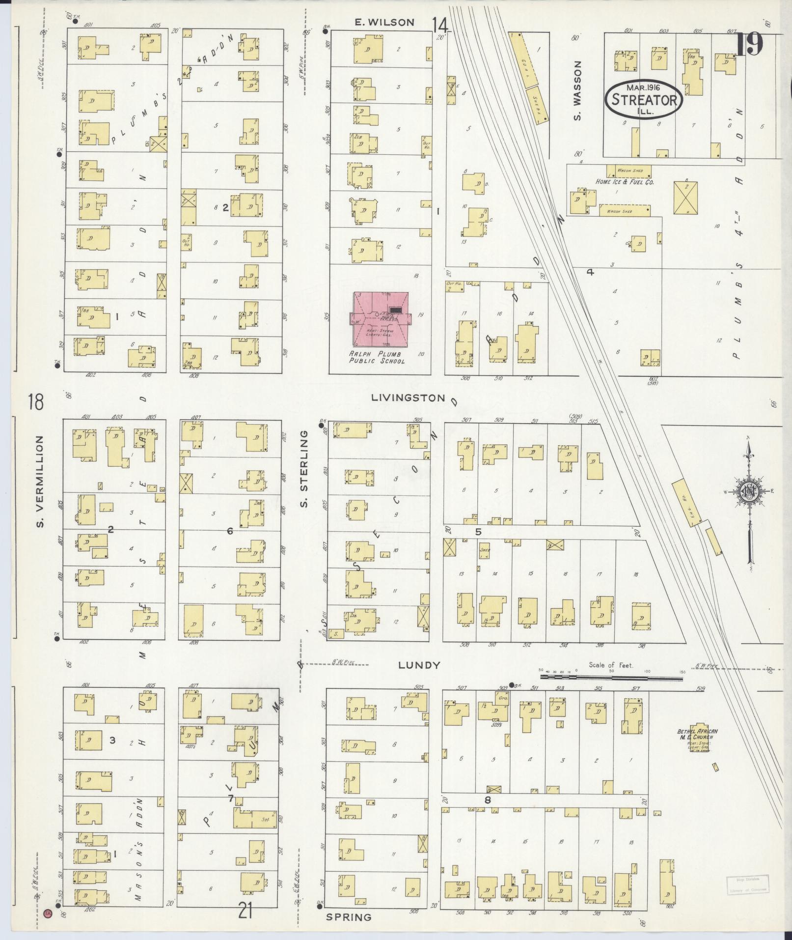 Sanborn Fire Insurance Map from Streator, La Salle County, Illinois (1916), Sheet #0019 - Complete Map Set gallery image, historic Sanborn map, vintage wall art, Illinois Illinois