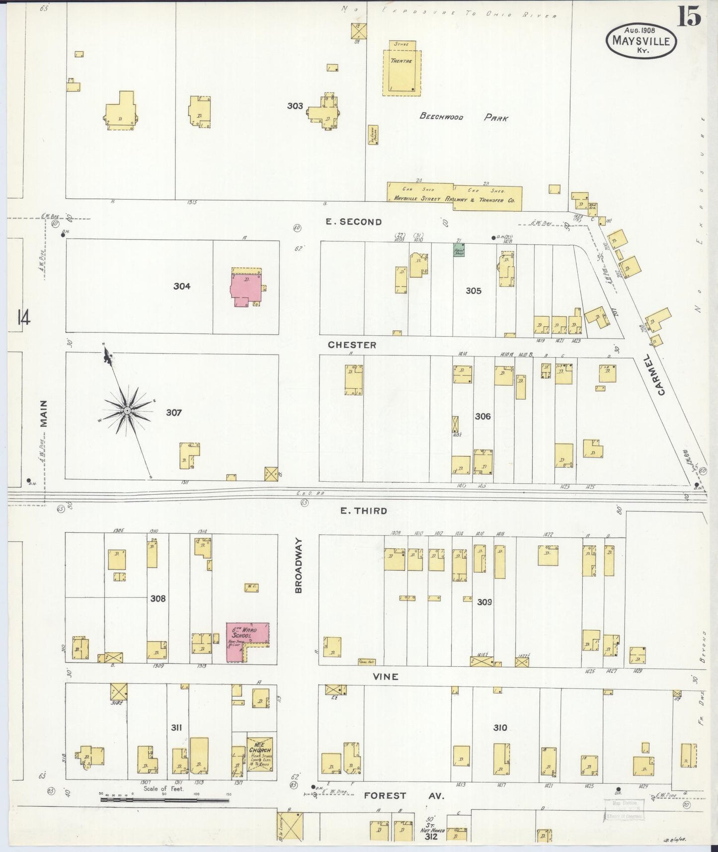 Sanborn Fire Insurance Map from Maysville, Mason County, Kentucky (1908), Sheet #0015 - Historic Sanborn Fire Insurance Map Print, vintage old map wall art, antique decor, genealogy gift, Kentucky Kentucky map