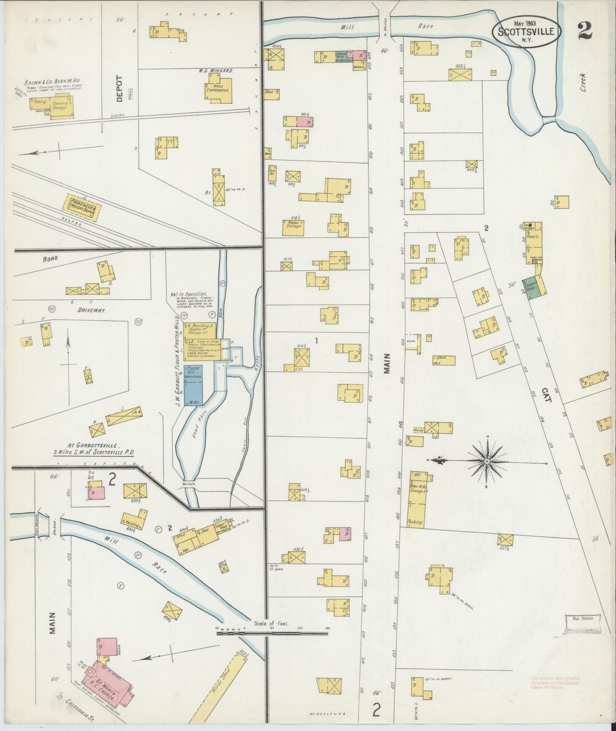 Sanborn Fire Insurance Map from Scottsville, Monroe County, New York (1903), Sheet #0002 - Complete Map Set gallery image, historic Sanborn map, vintage wall art, New York New York