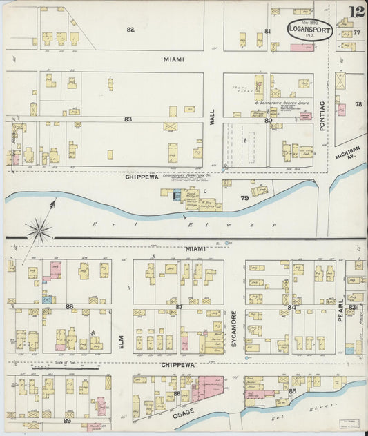 Sanborn Fire Insurance Map from Logansport, Cass County, Indiana (1890), Sheet #0012 - Historic Sanborn Fire Insurance Map Print, vintage old map wall art, antique decor, genealogy gift, Indiana Indiana map