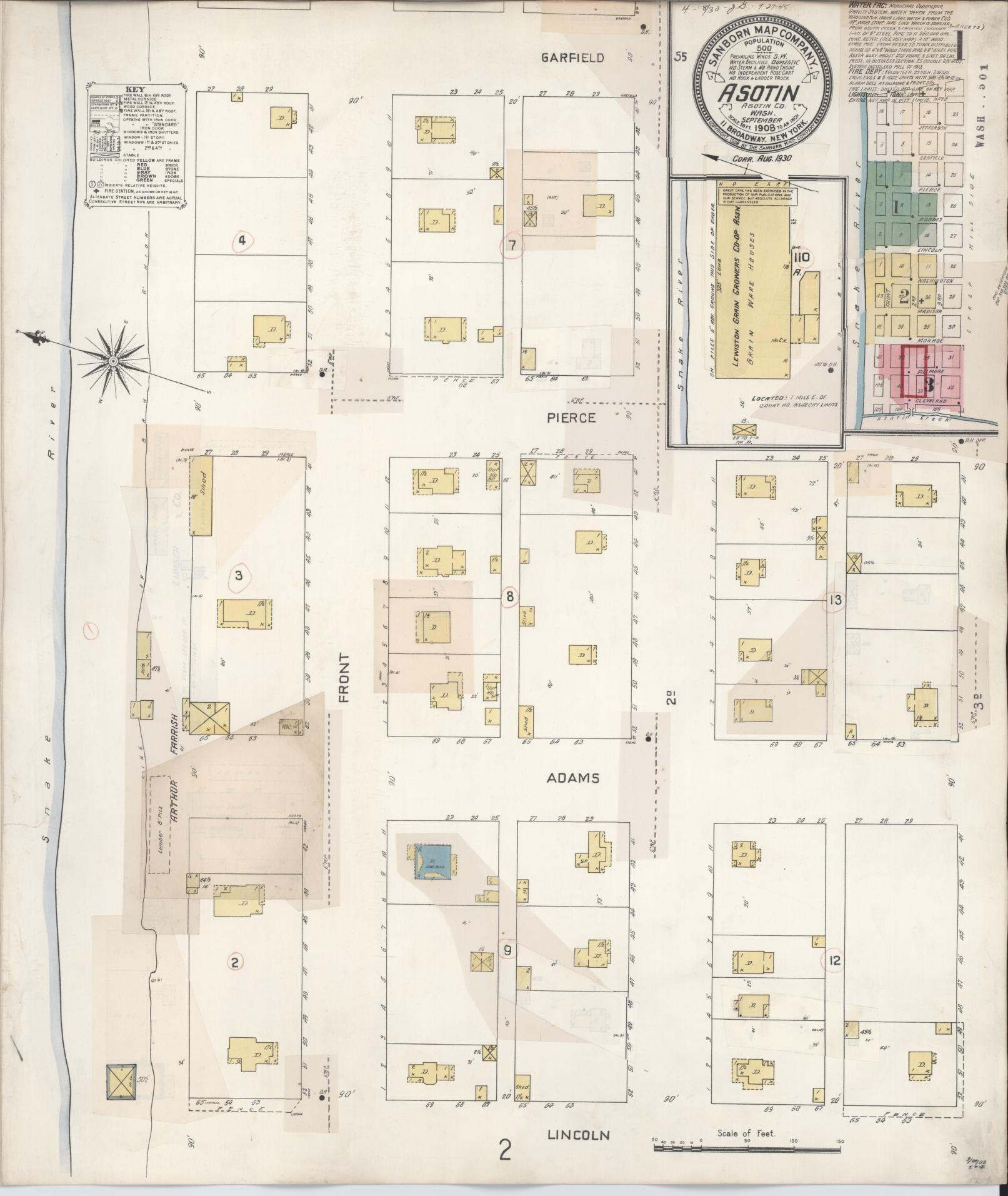 Sanborn Fire Insurance Map from Asotin, Asotin County, Washington. (1930) – Historic Sanborn Fire Insurance Map Print