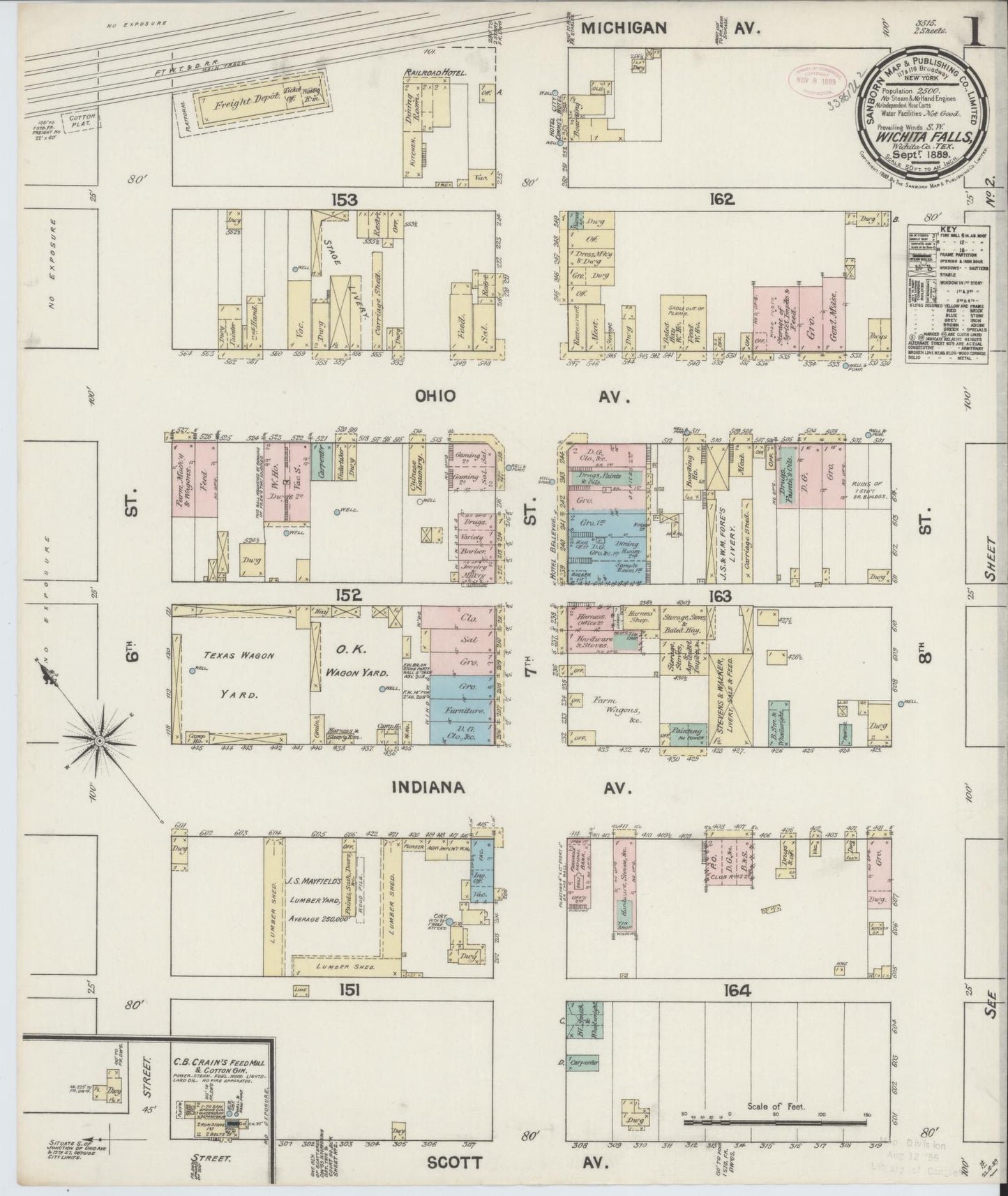 Sanborn Fire Insurance Map from Wichita Falls, Wichita County, Texas (1889), Sheet #0001 - Complete Map Set gallery image, historic Sanborn map, vintage wall art, Texas Texas