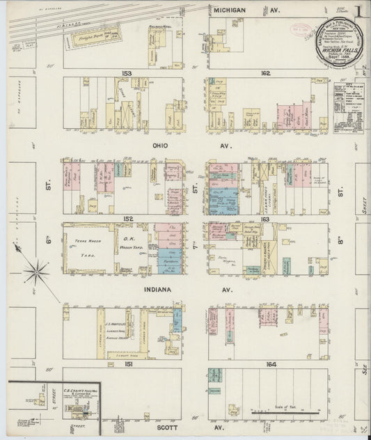 Sanborn Fire Insurance Map from Wichita Falls, Wichita County, Texas (1889), Sheet #0001 - Complete Map Set gallery image, historic Sanborn map, vintage wall art, Texas Texas