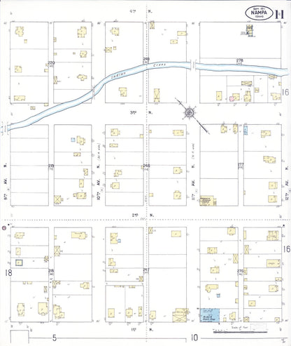 Sanborn Fire Insurance Map from Nampa, Canyon County, Idaho (1911), Sheet #0011 - Complete Map Set gallery image, historic Sanborn map, vintage wall art, Idaho Idaho