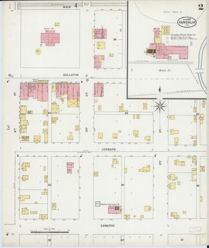 Sanborn Fire Insurance Map from Vandalia, Fayette County, Illinois (1898), Sheet #0002 - Complete Map Set gallery image, historic Sanborn map, vintage wall art, Illinois Illinois