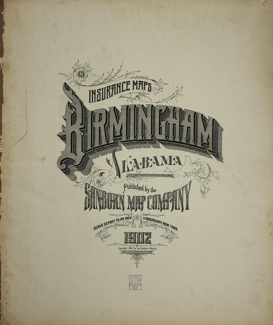 Sanborn Fire Insurance Map from Birmingham, Jefferson County, Alabama (1902), Sheet #0001 - Historic Sanborn Fire Insurance Map Print, vintage old map wall art, antique decor, genealogy gift, Alabama Alabama map