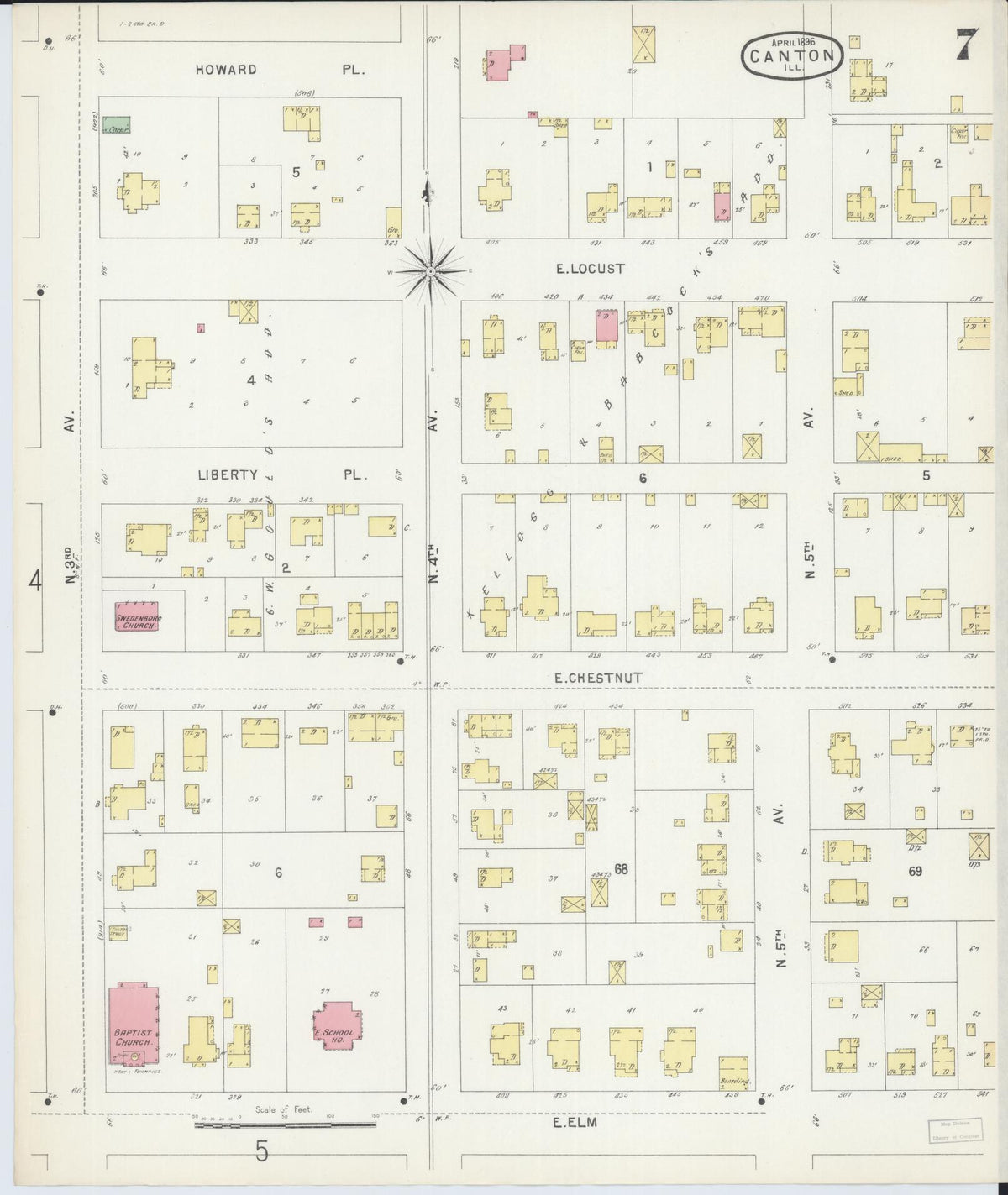Sanborn Fire Insurance Map from Canton, Fulton County, Illinois (1896), Sheet #0007 - Historic Sanborn Fire Insurance Map Print, vintage old map wall art, antique decor, genealogy gift, Illinois Illinois map