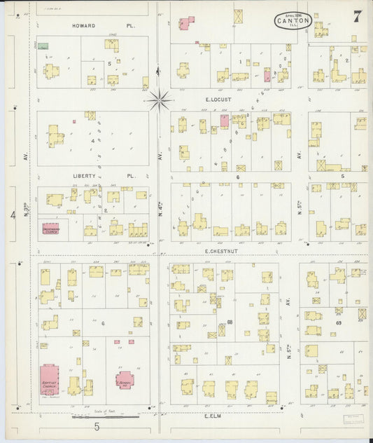 Sanborn Fire Insurance Map from Canton, Fulton County, Illinois (1896), Sheet #0007 - Historic Sanborn Fire Insurance Map Print, vintage old map wall art, antique decor, genealogy gift, Illinois Illinois map