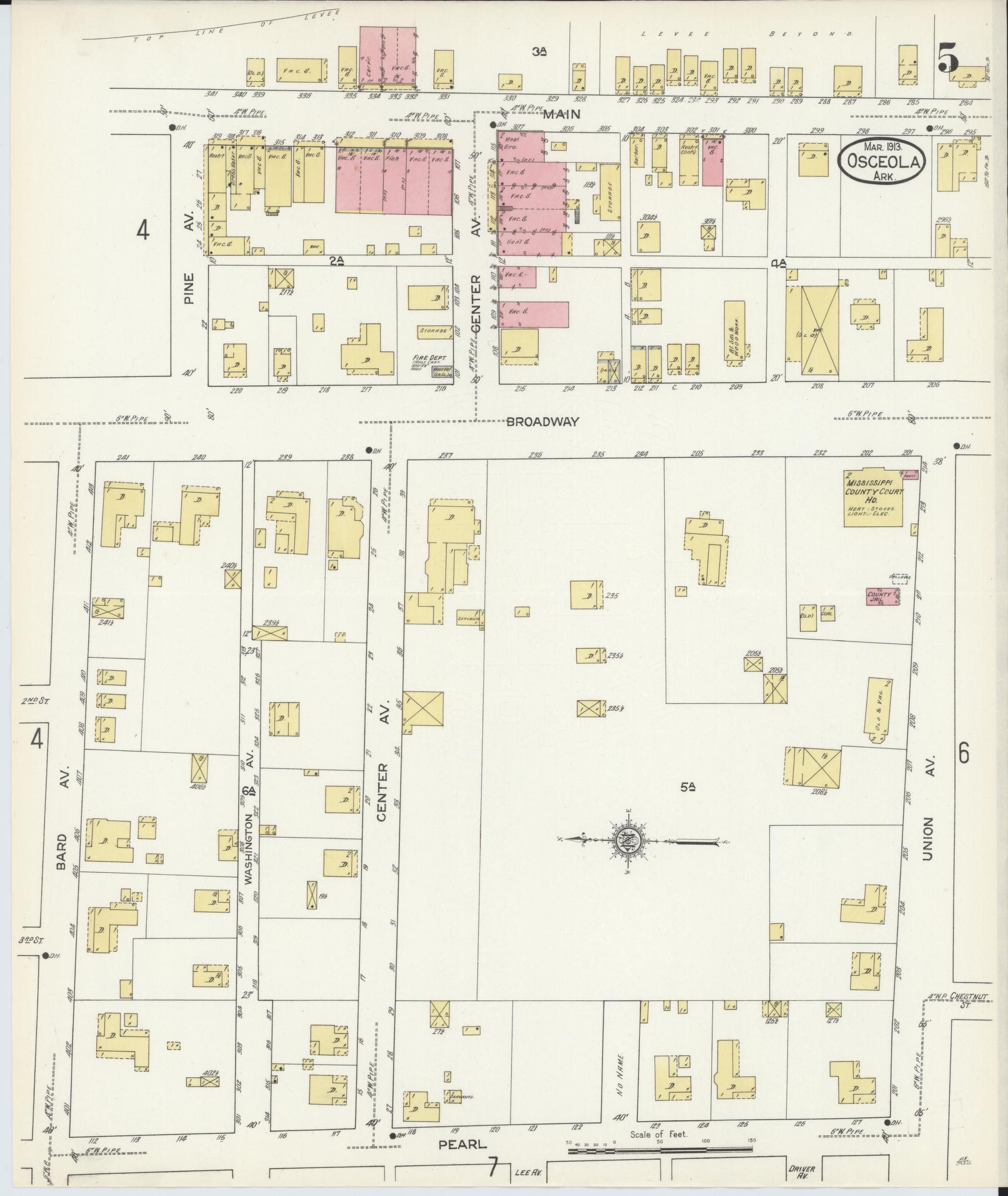 Sanborn Fire Insurance Map from Osceola, Mississippi County, Arkansas (1913), Sheet #0005 - Complete Map Set gallery image, historic Sanborn map, vintage wall art, Osceola Mississippi