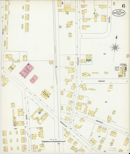 Sanborn Fire Insurance Map from Danielson, Windham County, Connecticut (1903), Sheet #0006 - Complete Map Set gallery image, historic Sanborn map, vintage wall art, Connecticut Connecticut