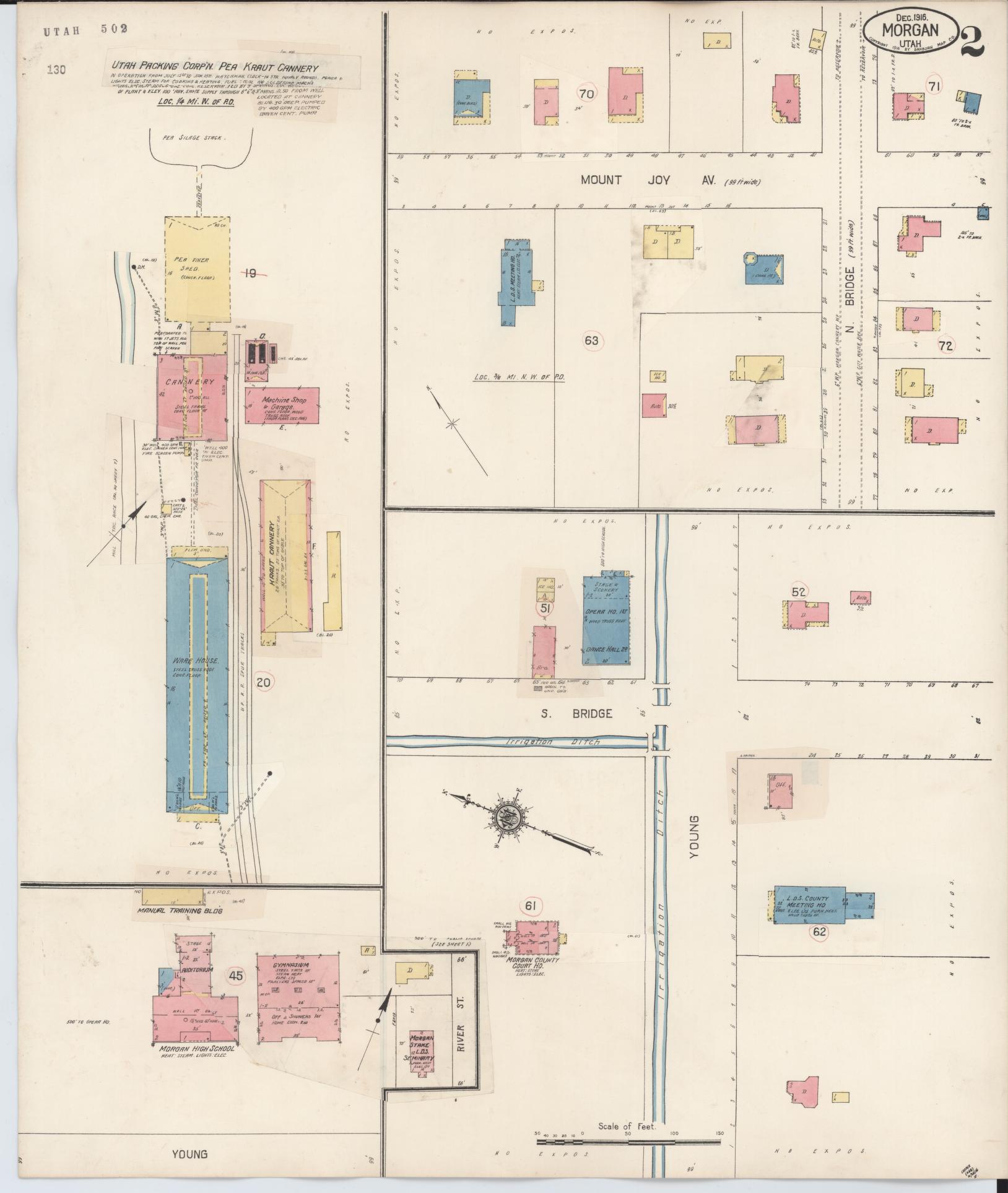 Sanborn Fire Insurance Map from Morgan, Morgan County, Utah (1929), Sheet #0002 - Historic Sanborn Fire Insurance Map Print, vintage old map wall art, antique decor, genealogy gift, Utah Utah map