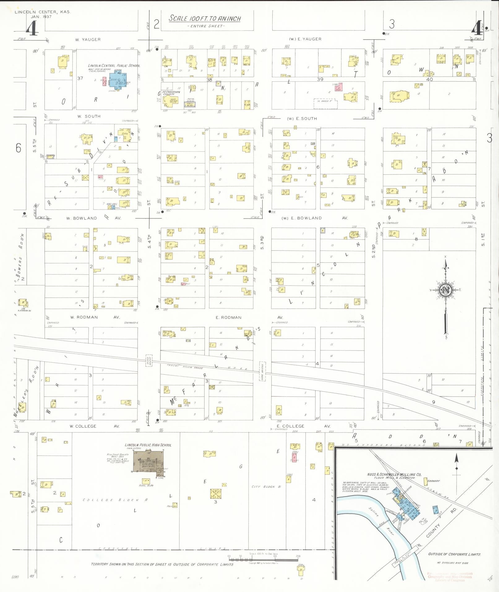 Sanborn Fire Insurance Map from Lincoln, Lincoln County, Kansas (1937), Sheet #0004 - Complete Map Set gallery image, historic Sanborn map, vintage wall art, Kansas Kansas