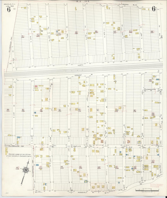 Sanborn Fire Insurance Map from Manville, Somerset County, New Jersey (1949), Sheet #0006 - Historic Sanborn Fire Insurance Map Print, vintage old map wall art, antique decor, genealogy gift, New Jersey New Jersey map
