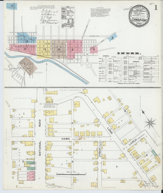Sanborn Fire Insurance Map from Cambridge, Guernsey County, Ohio (1892), Sheet #0001 - Historic Sanborn Fire Insurance Map Print, vintage old map wall art, antique decor, genealogy gift, Ohio Ohio map