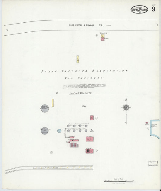 Sanborn Fire Insurance Map from Grand Prairie, Dallas County, Texas (1920), Sheet #0009 - Historic Sanborn Fire Insurance Map Print, vintage old map wall art, antique decor, genealogy gift, Texas Texas map
