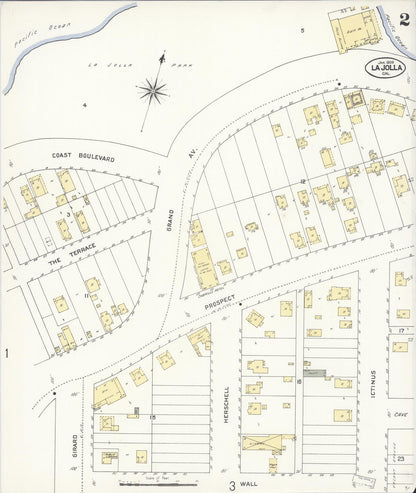 Sanborn Fire Insurance Map from La Jolla, San Diego County, California (1909), Sheet #0002 - Historic Sanborn Fire Insurance Map Print, vintage old map wall art, antique decor, genealogy gift, California California map