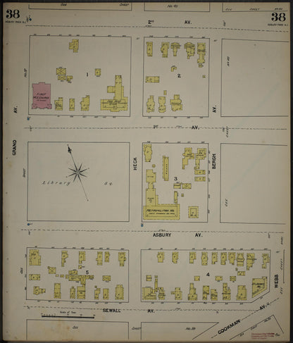 Sanborn Fire Insurance Map from New Jersey Coast, New Jersey Coast, New Jersey (1890), Sheet #0038 - Historic Sanborn Fire Insurance Map Print, vintage old map wall art, antique decor, genealogy gift, New Jersey Coast New Jersey map