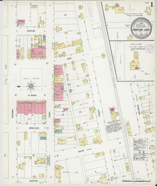 Sanborn Fire Insurance Map from Mountain Grove, Wright County, Missouri (1902), Sheet #0001 - Historic Sanborn Fire Insurance Map Print, vintage old map wall art, antique decor, genealogy gift, Missouri Missouri map