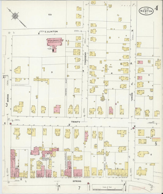 Sanborn Fire Insurance Map from Newton, Sussex County, New Jersey (1911), Sheet #0004 - Historic Sanborn Fire Insurance Map Print, vintage old map wall art, antique decor, genealogy gift, New Jersey New Jersey map