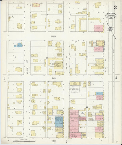 Sanborn Fire Insurance Map from Corning, Clay County, Arkansas (1914), Sheet #0003 - Complete Map Set gallery image, historic Sanborn map, vintage wall art, Arkansas Arkansas