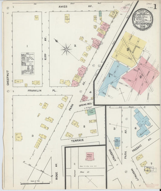 Sanborn Fire Insurance Map from Rutherford, Bergen County, New Jersey. (1890) – Historic Sanborn Fire Insurance Map Print