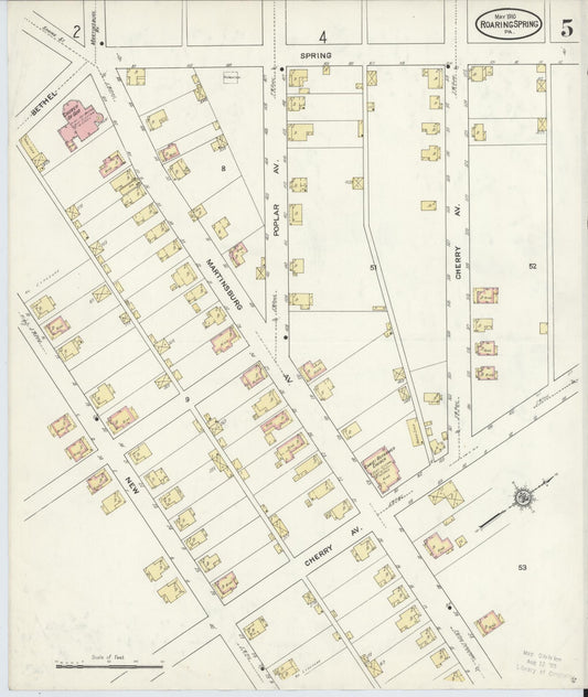 Sanborn Fire Insurance Map from Roaring Spring, Blair County, Pennsylvania (1910), Sheet #0005 - Historic Sanborn Fire Insurance Map Print, vintage old map wall art, antique decor, genealogy gift, Pennsylvania Pennsylvania map