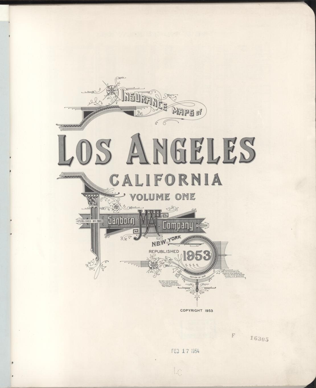 Sanborn Fire Insurance Map from Los Angeles, Los Angeles County, California (1953), Sheet #0001 - Historic Sanborn Fire Insurance Map Print, vintage old map wall art, antique decor, genealogy gift, California California map