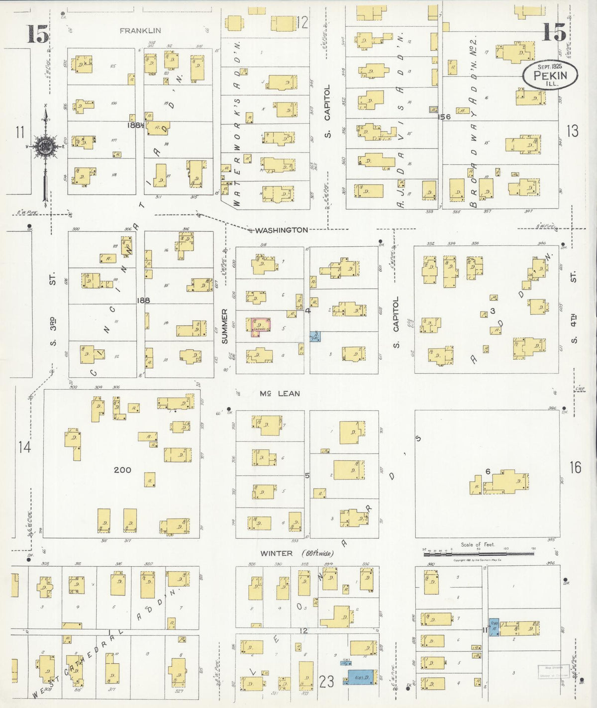 Sanborn Fire Insurance Map from Pekin, Tazewell County, Illinois (1925), Sheet #0015 - Historic Sanborn Fire Insurance Map Print, vintage old map wall art, antique decor, genealogy gift, Illinois Illinois map
