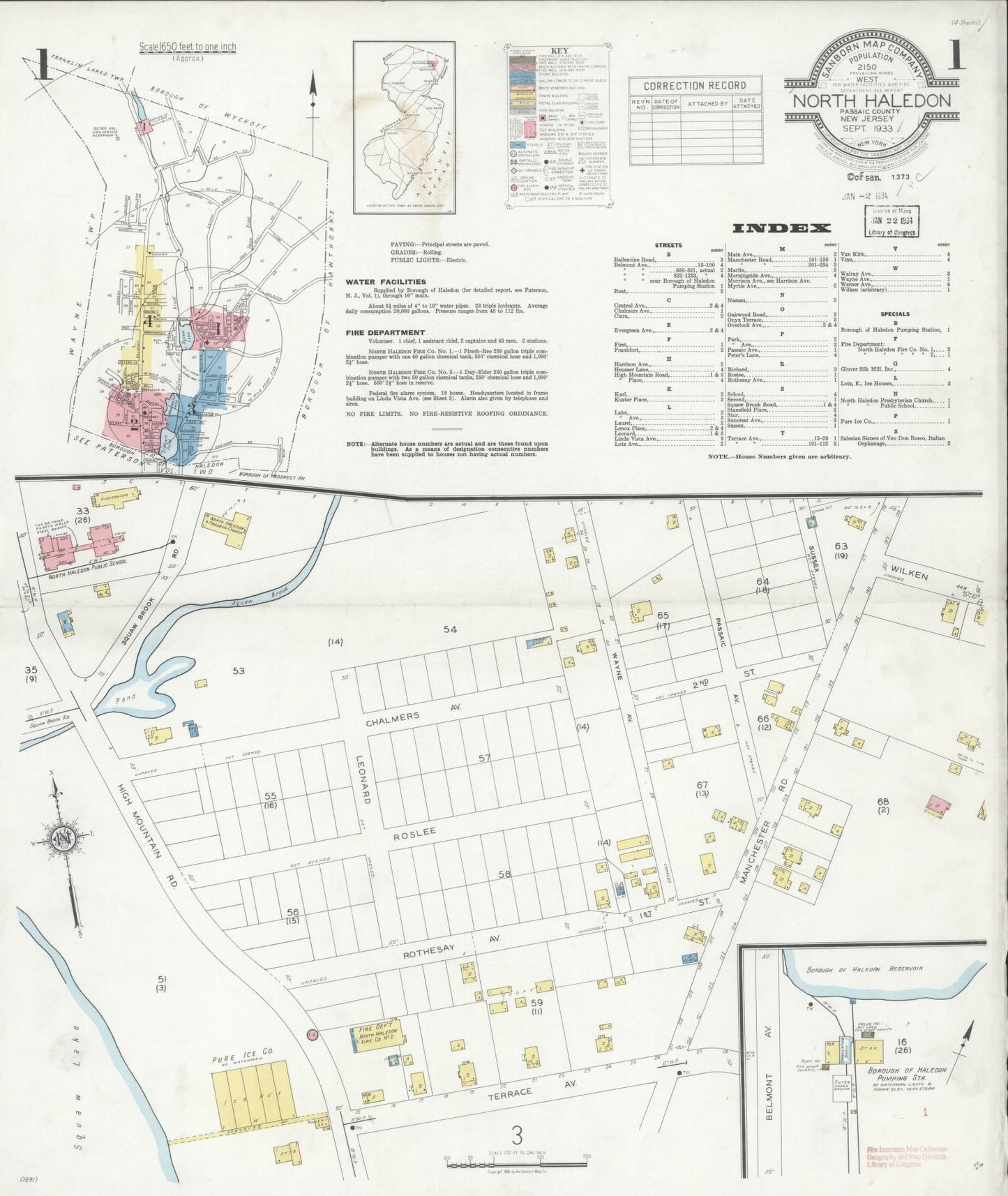 Sanborn Fire Insurance Map from North Haledon, Passaic County, New Jersey. (1933) – Historic Sanborn Fire Insurance Map Print