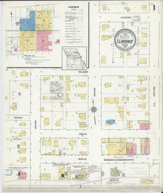 Sanborn Fire Insurance Map from Clarence, Shelby County, Missouri. (1916) – Historic Sanborn Fire Insurance Map Print
