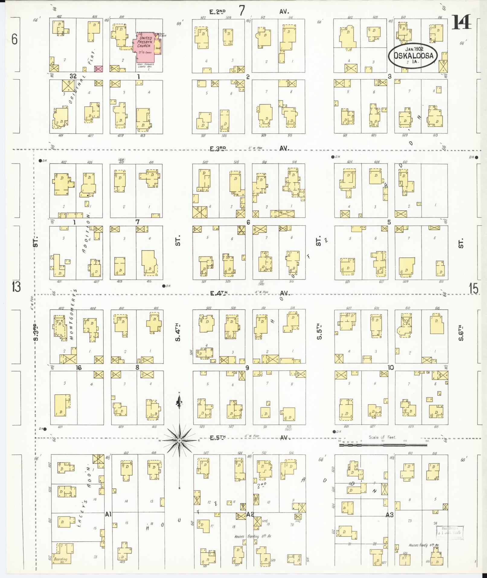 Sanborn Fire Insurance Map from Oskaloosa, Mahaska County, Iowa (1902), Sheet #0014 - Historic Sanborn Fire Insurance Map Print