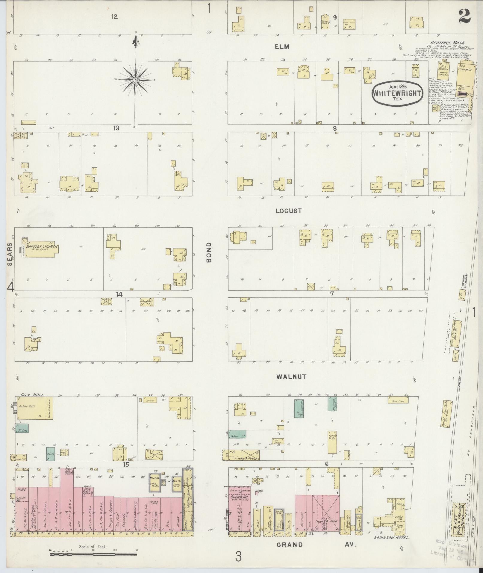 Sanborn Fire Insurance Map from Whitewright, Grayson County, Texas (1896), Sheet #0002 - Complete Map Set gallery image, historic Sanborn map, vintage wall art, Texas Texas