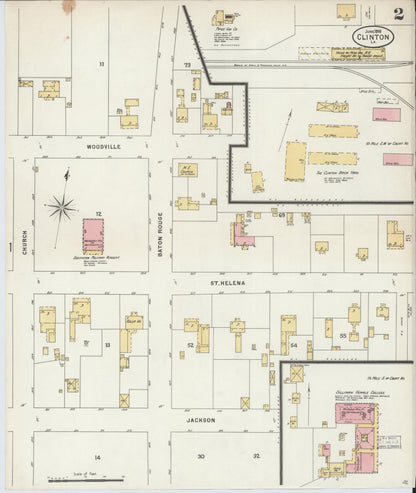 Sanborn Fire Insurance Map from Clinton, East Feliciana Parish, Louisiana (1898), Sheet #0002 - Complete Map Set gallery image, historic Sanborn map, vintage wall art, Louisiana Louisiana
