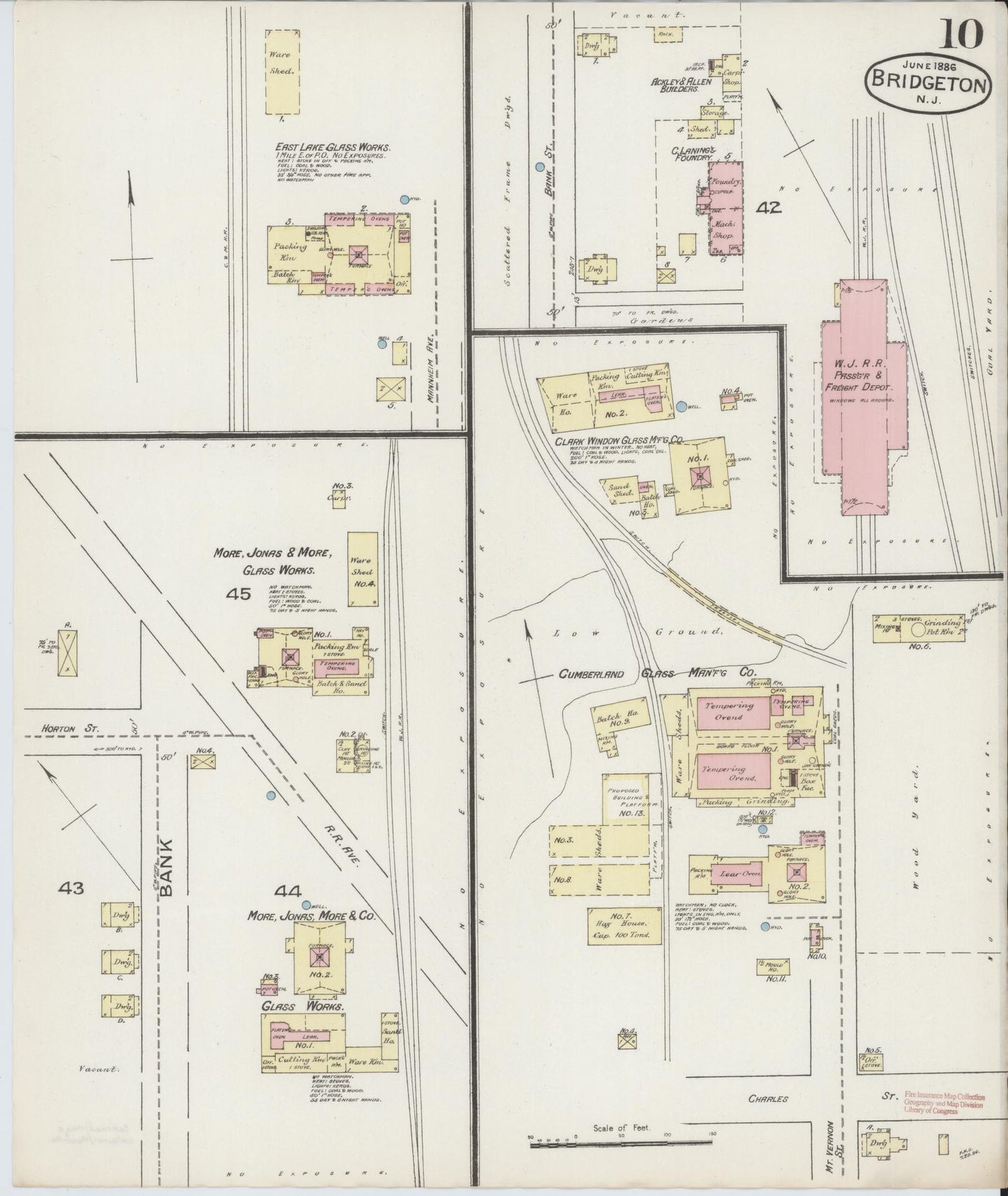 Sanborn Fire Insurance Map from Bridgeton, Cumberland County, New Jersey (1886), Sheet #0010 - Complete Map Set gallery image, historic Sanborn map, vintage wall art, New Jersey New Jersey