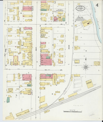Sanborn Fire Insurance Map from Evart, Osceola County, Michigan (1899), Sheet #0004 - Complete Map Set gallery image, historic Sanborn map, vintage wall art, Michigan Michigan