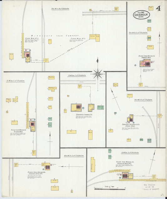 Sanborn Fire Insurance Map from Chisholm, Saint Louis County, Minnesota (1904), Sheet #0004 - Historic Sanborn Fire Insurance Map Print, vintage old map wall art, antique decor, genealogy gift, Minnesota Minnesota map