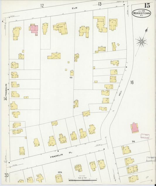 Sanborn Fire Insurance Map from Morristown, Morris County, New Jersey (1909), Sheet #0015 - Historic Sanborn Fire Insurance Map Print, vintage old map wall art, antique decor, genealogy gift, New Jersey New Jersey map
