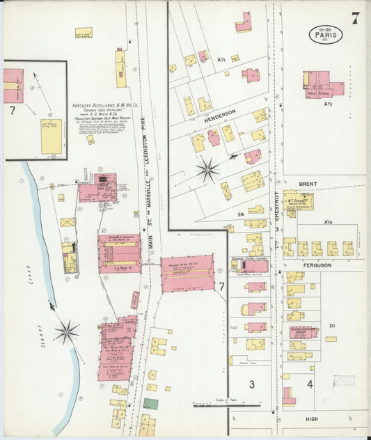 Sanborn Fire Insurance Map from Paris, Bourbon County, Kentucky (1901), Sheet #0007 - Historic Sanborn Fire Insurance Map Print, vintage old map wall art, antique decor, genealogy gift, Kentucky Kentucky map