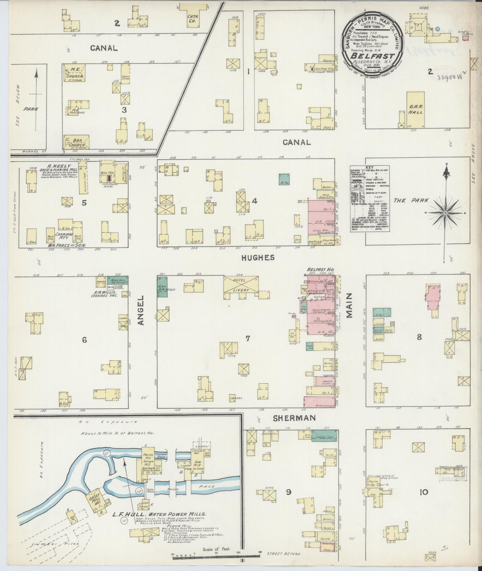 Sanborn Fire Insurance Map from Belfast, Allegany County, New York. (1891) – Historic Sanborn Fire Insurance Map Print