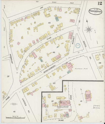 Sanborn Fire Insurance Map from Poughkeepsie, Dutchess County, New York (1887), Sheet #0012 - Complete Map Set gallery image, historic Sanborn map, vintage wall art, New York New York