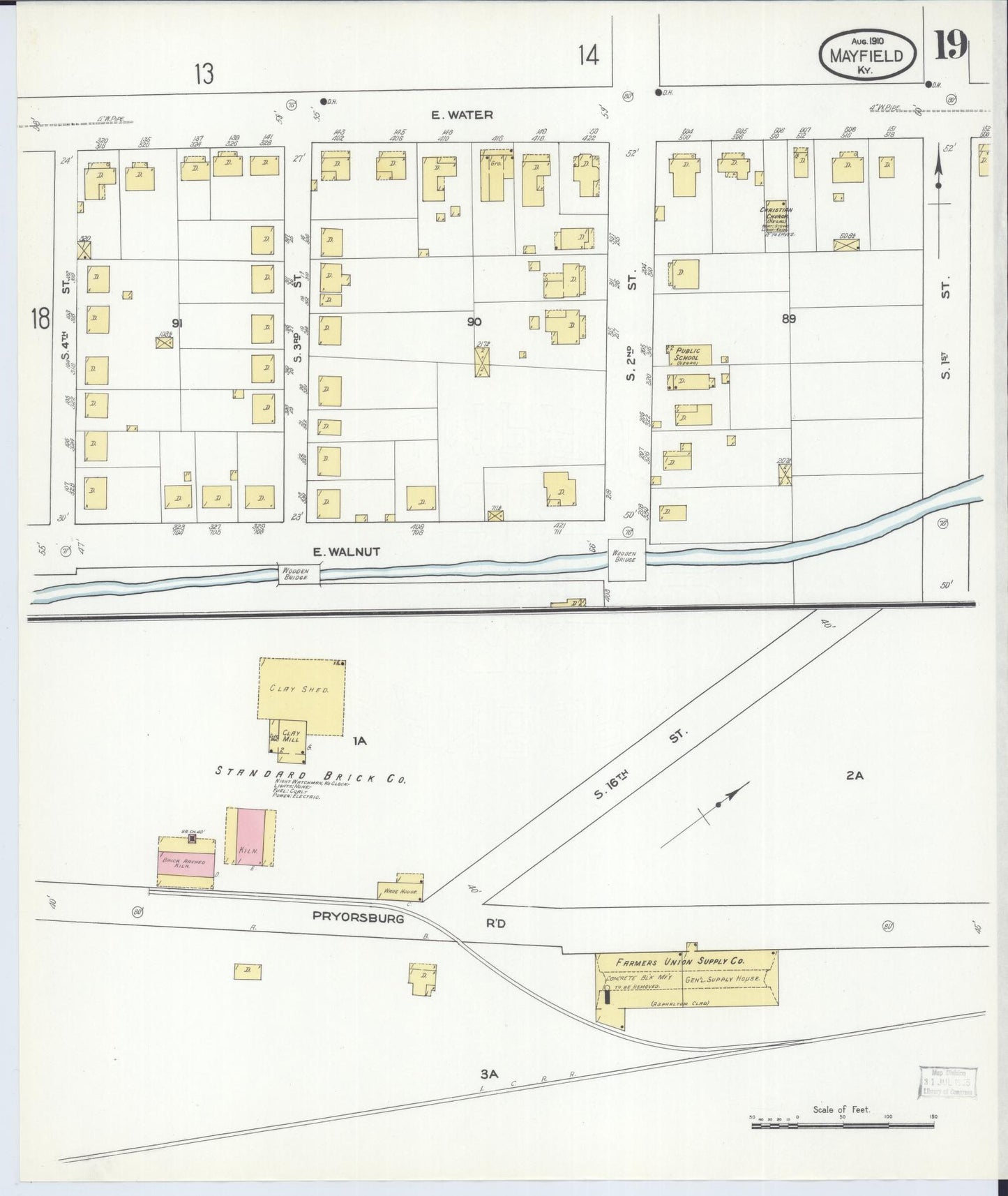 Sanborn Fire Insurance Map from Mayfield, Graves County, Kentucky (1910), Sheet #0019 - Complete Map Set gallery image, historic Sanborn map, vintage wall art, Kentucky Kentucky