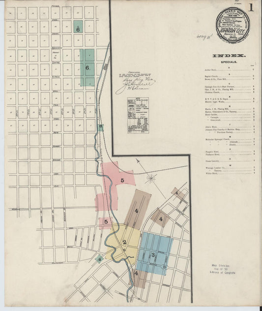 Sanborn Fire Insurance Map from Johnson City, Washington County, Tennessee (1891), Sheet #0001 - Complete Map Set gallery image, historic Sanborn map, vintage wall art, Tennessee Tennessee